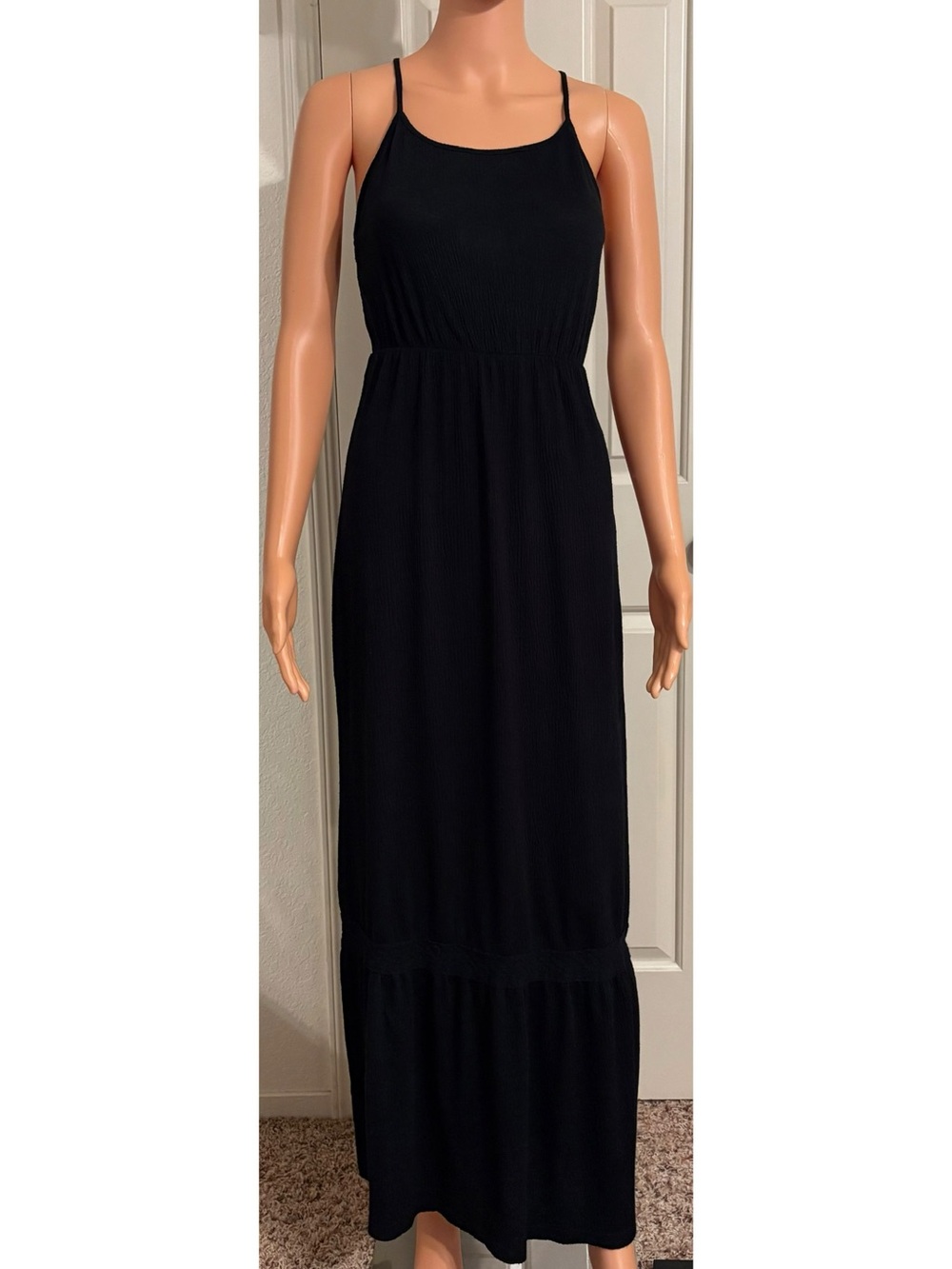 Mossimo Supply Co. Black Spaghetti-Strap Maxi Dress With Crochet Back Detail